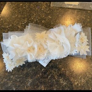 White by Vera Wang Ivory Floral Beaded Belt / Sash - NWT
